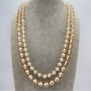 Vintage Champagne Acrylic Double-Strand Beaded Necklace